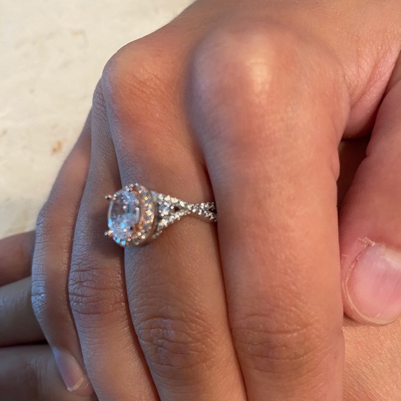 Sterling Silver Two Tone Cz Ring - Picture 12 of 17